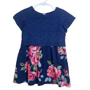 Mini Boden Blue Eyelet Floral Print Dress Girls 4-5